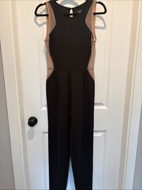 Nasty Gal Black Jumpsuit with Nude Mesh Panels